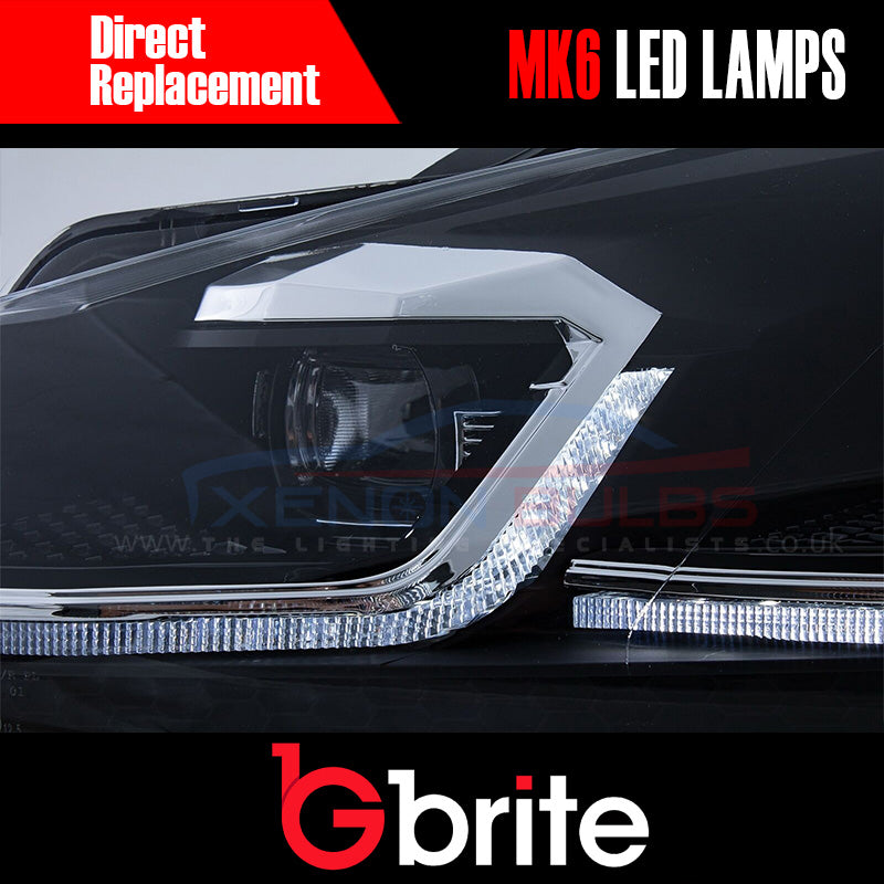 GBRITE LED Sequential Dynamic Headlamps for the VW Golf MK6 2008-2012 in MK7.5 Look