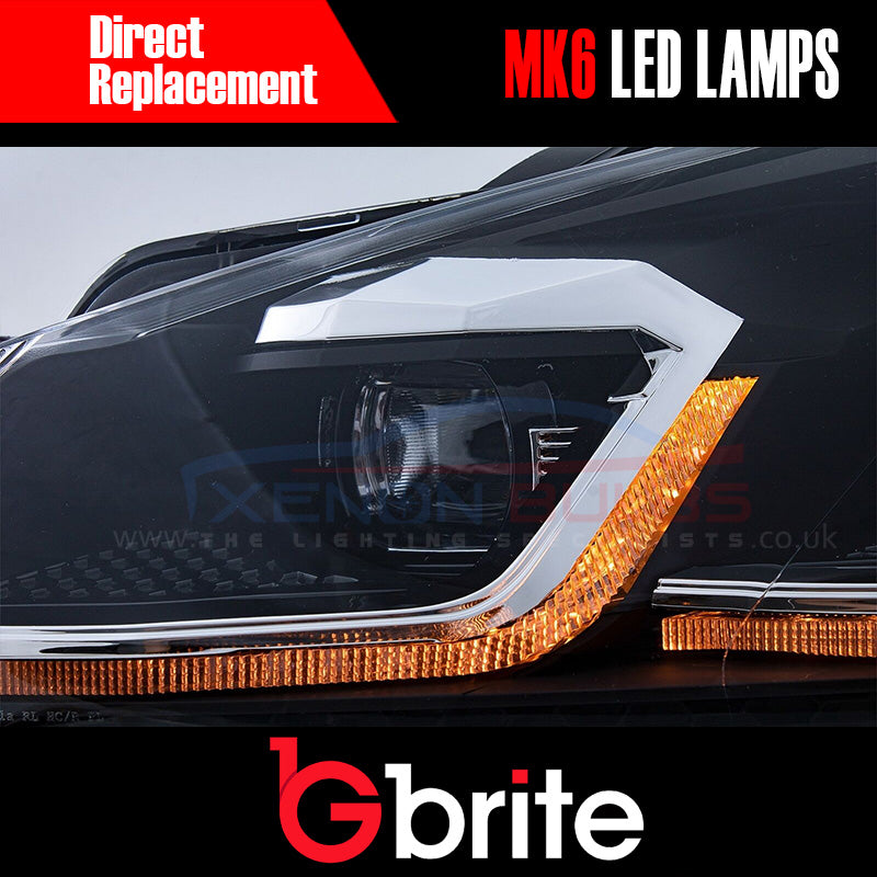 GBRITE LED Sequential Dynamic Headlamps for the VW Golf MK6 2008-2012 in MK7.5 Look