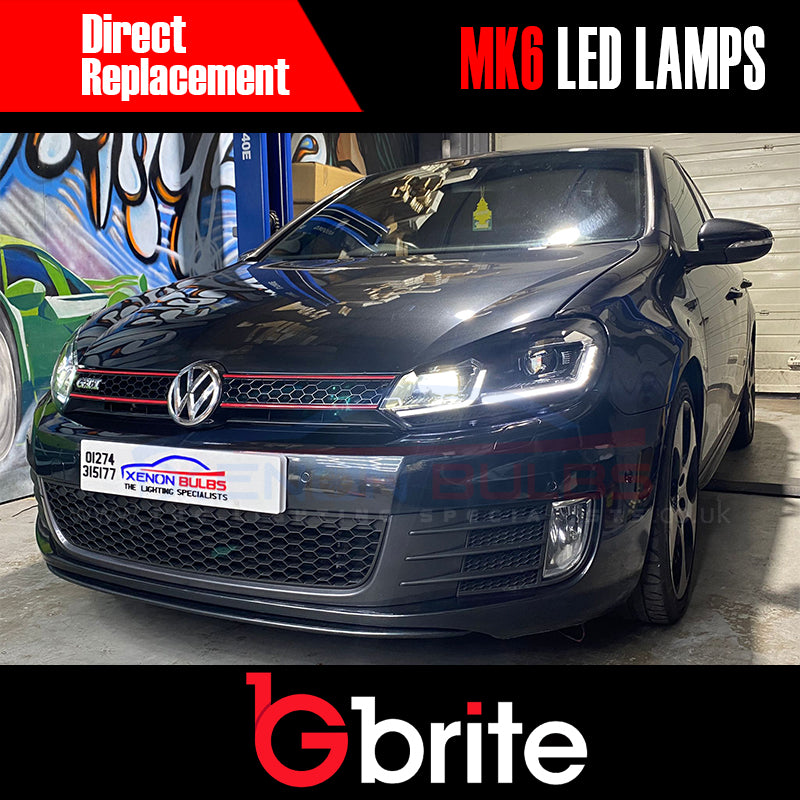 GBRITE LED Sequential Dynamic Headlamps for the VW Golf MK6 2008-2012 in MK7.5 Look