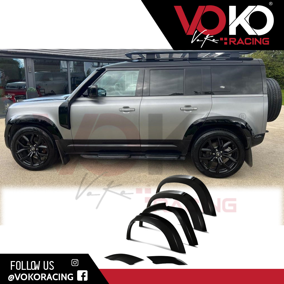 LAND ROVER DEFENDER L663 110 130 WHEEL ARCHES FENDER FLARE TRIMS GLOSS BLACK 2020 - 23