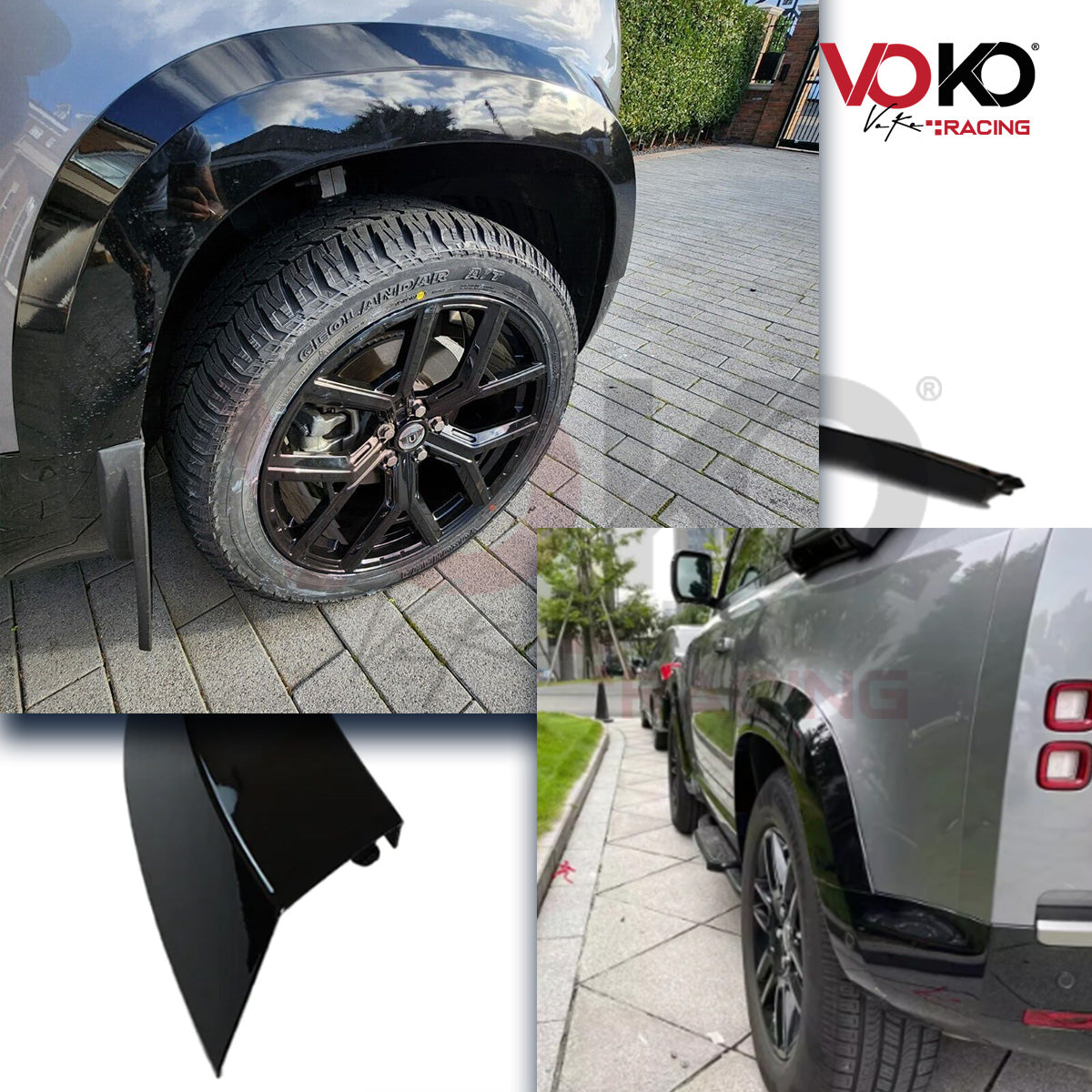 LAND ROVER DEFENDER L663 90 WHEEL ARCHES FENDER FLARE TRIMS GLOSS BLACK 2020 - 23