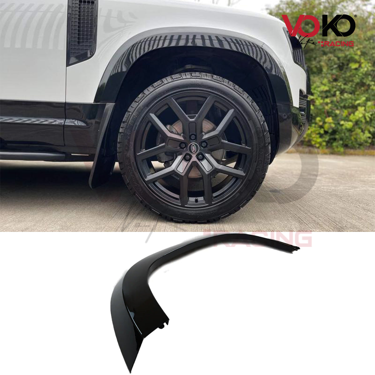 LAND ROVER DEFENDER L663 90 WHEEL ARCHES FENDER FLARE TRIMS GLOSS BLACK 2020 - 23