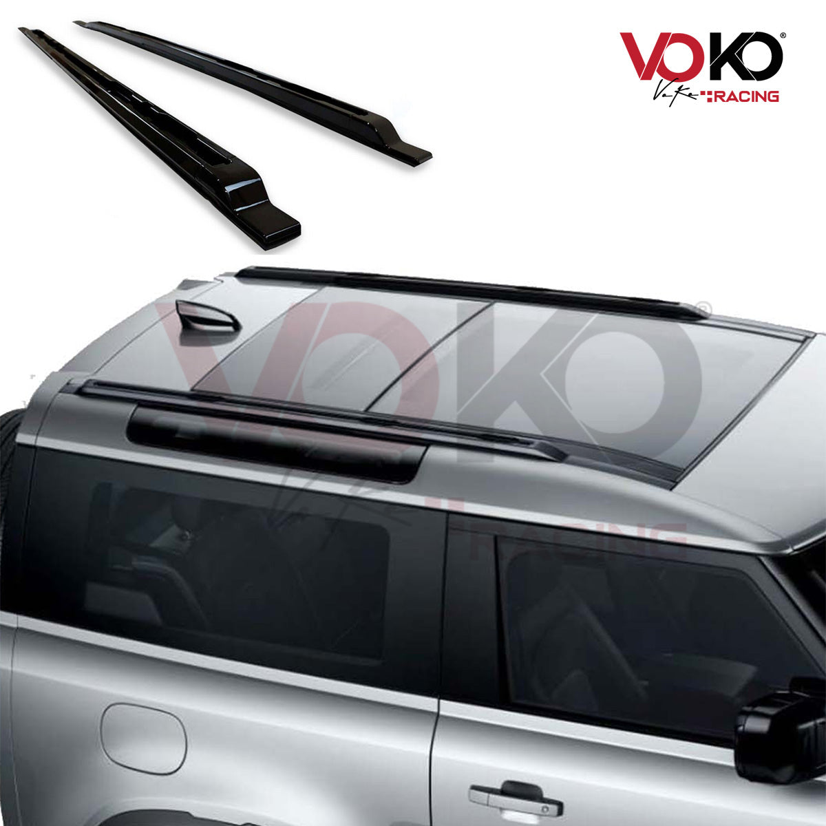 LAND ROVER DEFENDER L663 90 ALUMINIUM ROOF RAIL BARS GLOSS BLACK 2020 - 23