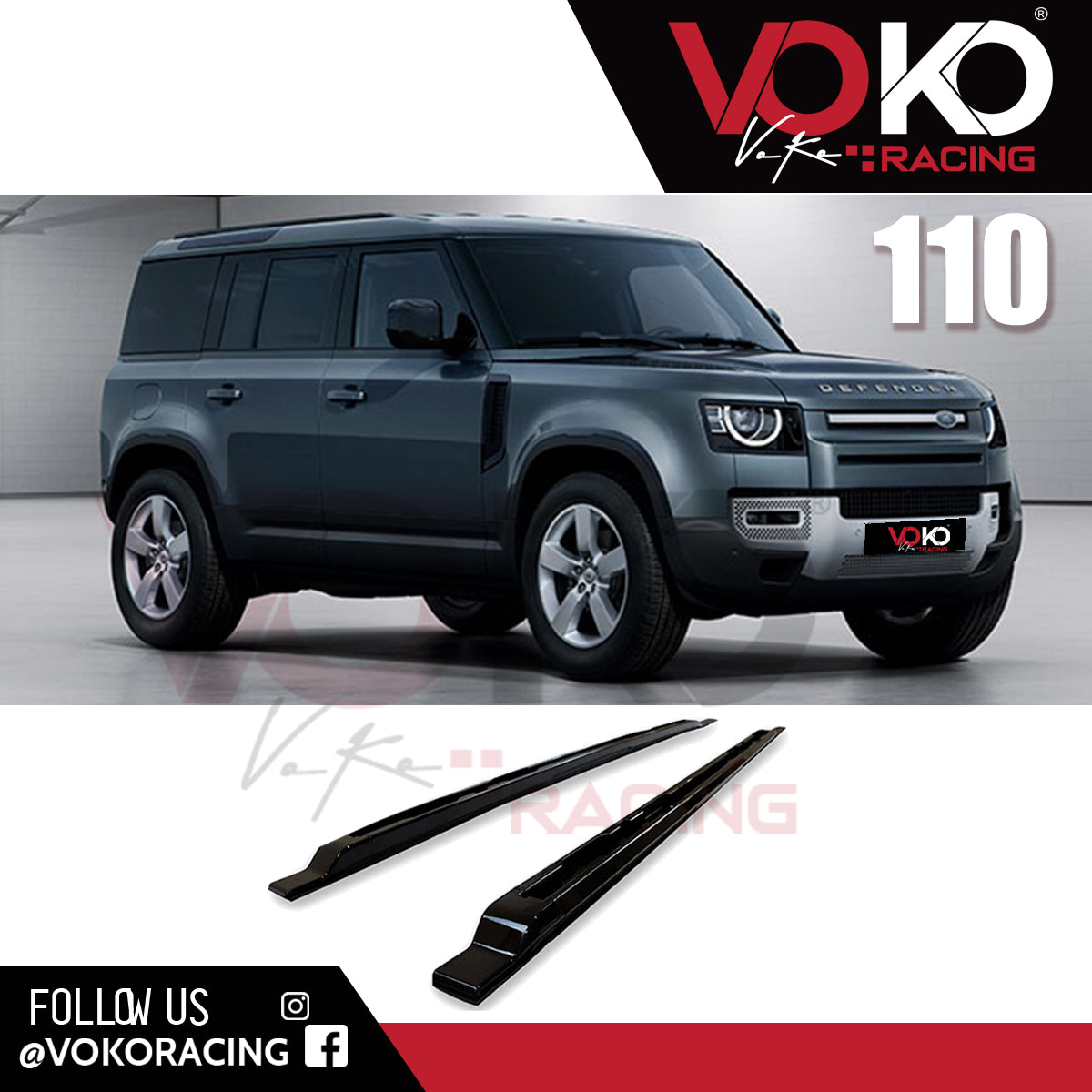 LAND ROVER DEFENDER L663 110 ALUMINIUM ROOF RAIL BARS GLOSS BLACK 2020 - 23