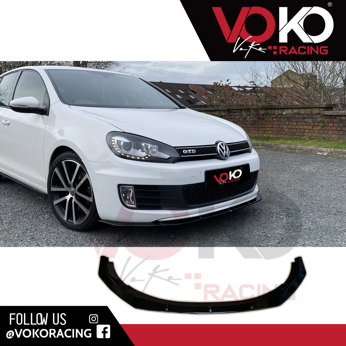 VW GOLF MK6 GTD GTI MODELS FRONT BUMPER SPLITTER LIP GLOSS BLACK 2008-2012