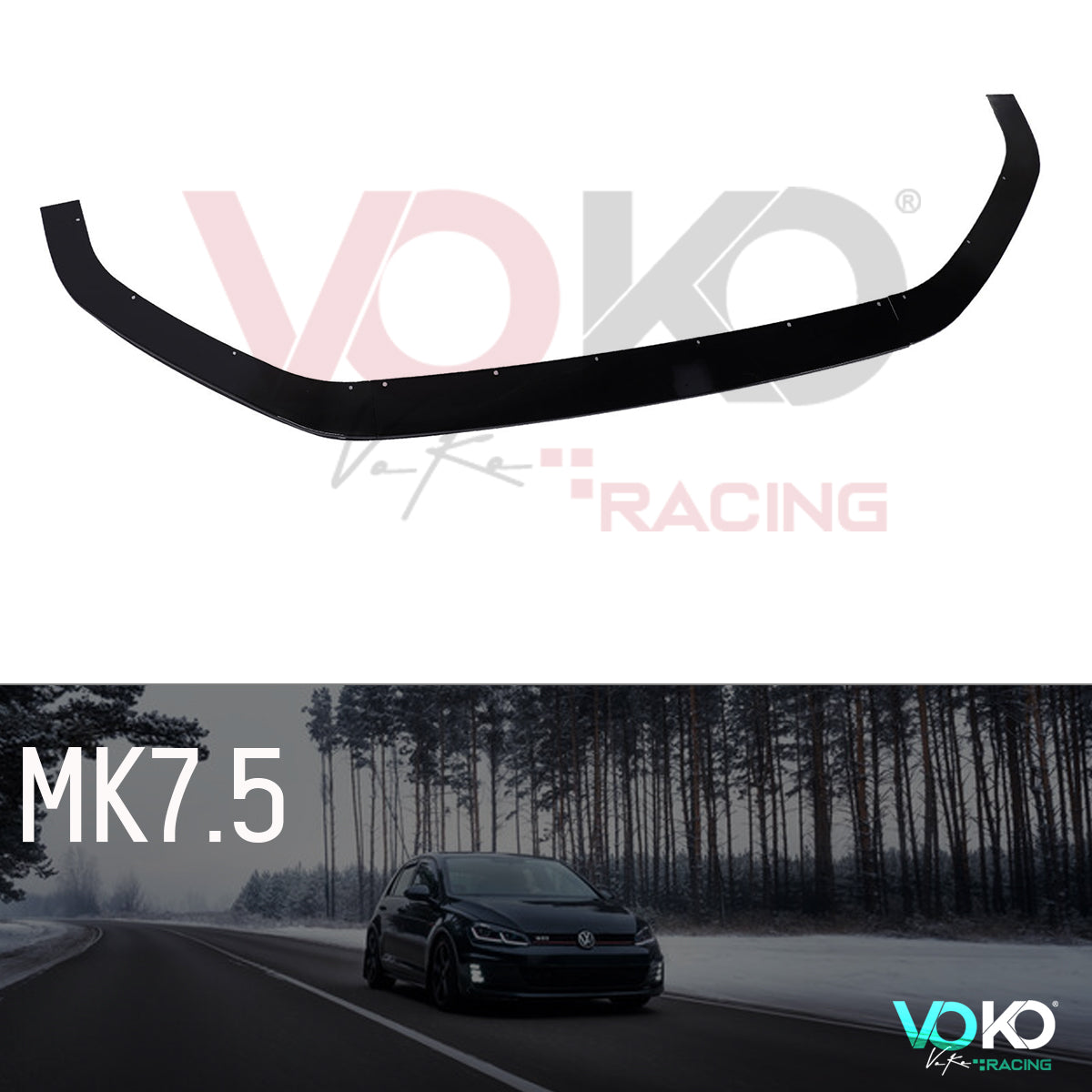 VW GOLF MK7.5 GTI & GTD TCR 3PCS FRONT SPLITTER LIP GLOSS BLACK 2017-20