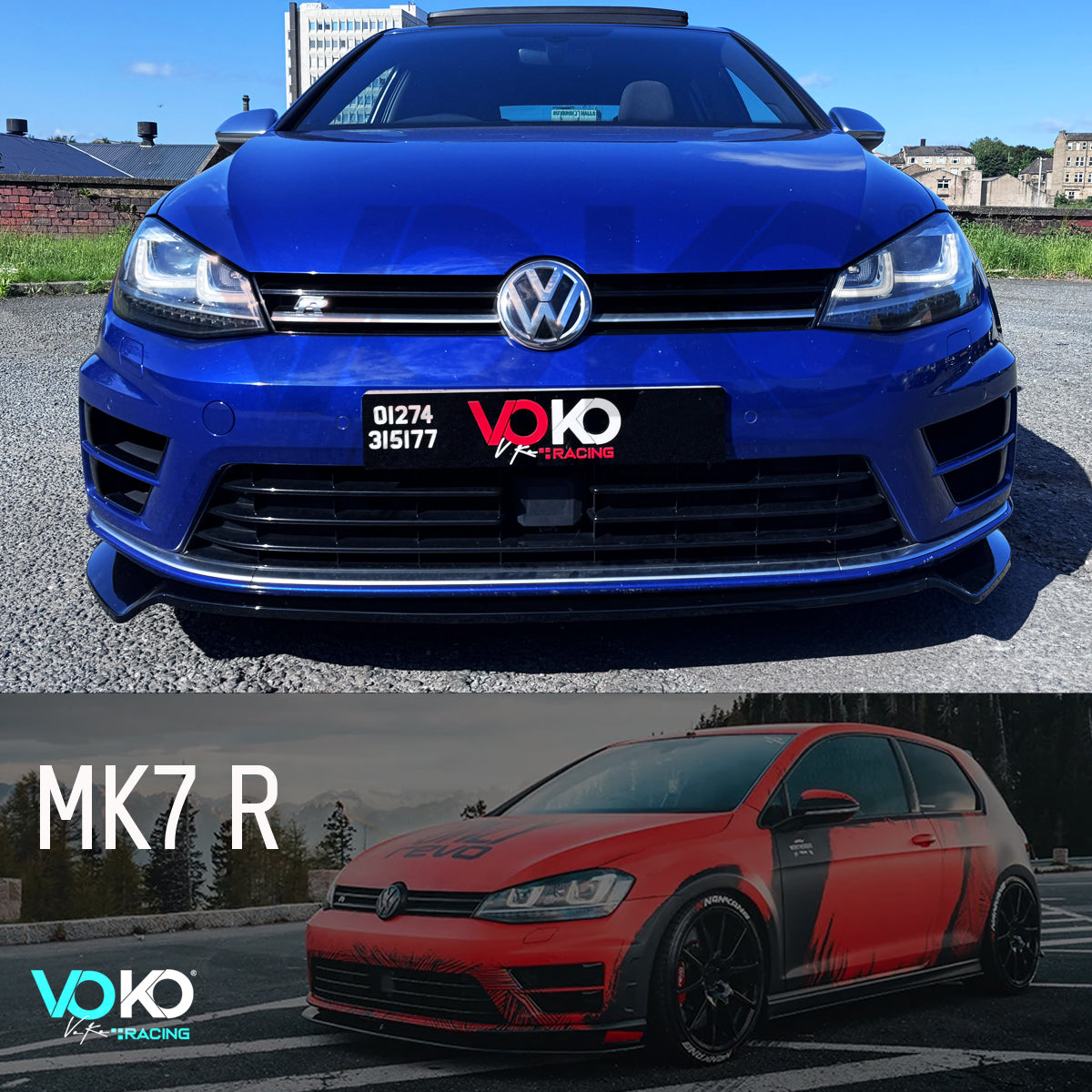 VW GOLF MK 7 R & R LINE FRONT BUMPER SPLITTER LIP GLOSS BLACK 2013-16