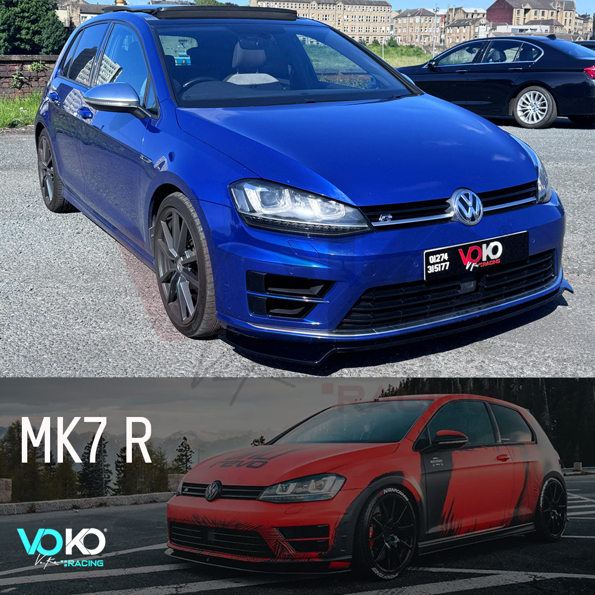 VW GOLF MK 7 R & R LINE FRONT BUMPER SPLITTER LIP GLOSS BLACK 2013-16