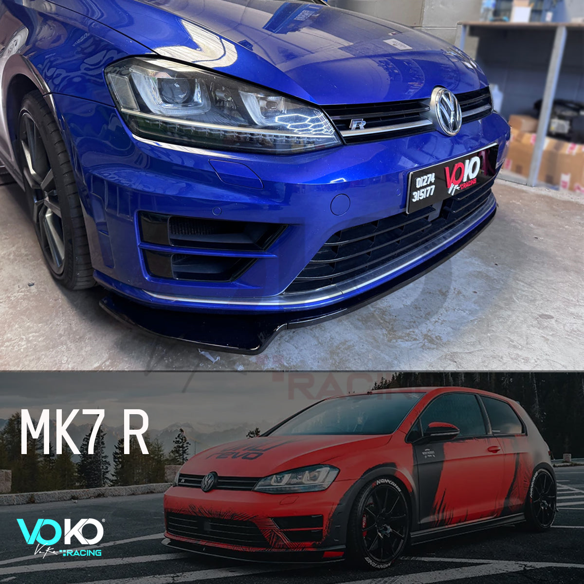 VW GOLF MK 7 R & R LINE FRONT BUMPER SPLITTER LIP GLOSS BLACK 2013-16