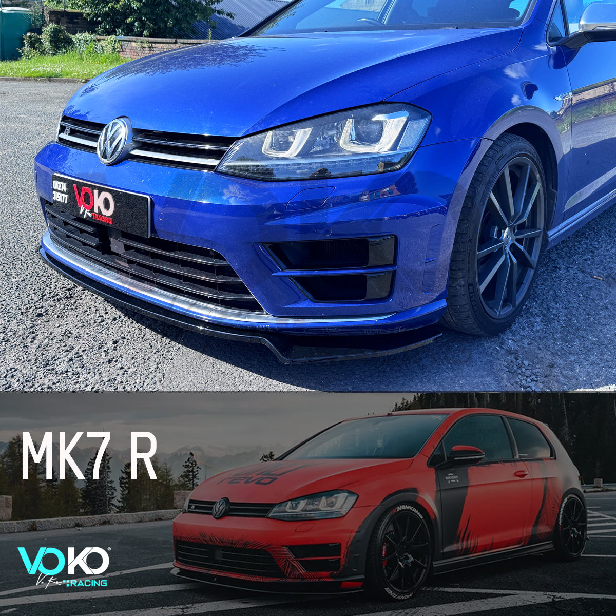 VW GOLF MK 7 R & R LINE FRONT BUMPER SPLITTER LIP GLOSS BLACK 2013-16