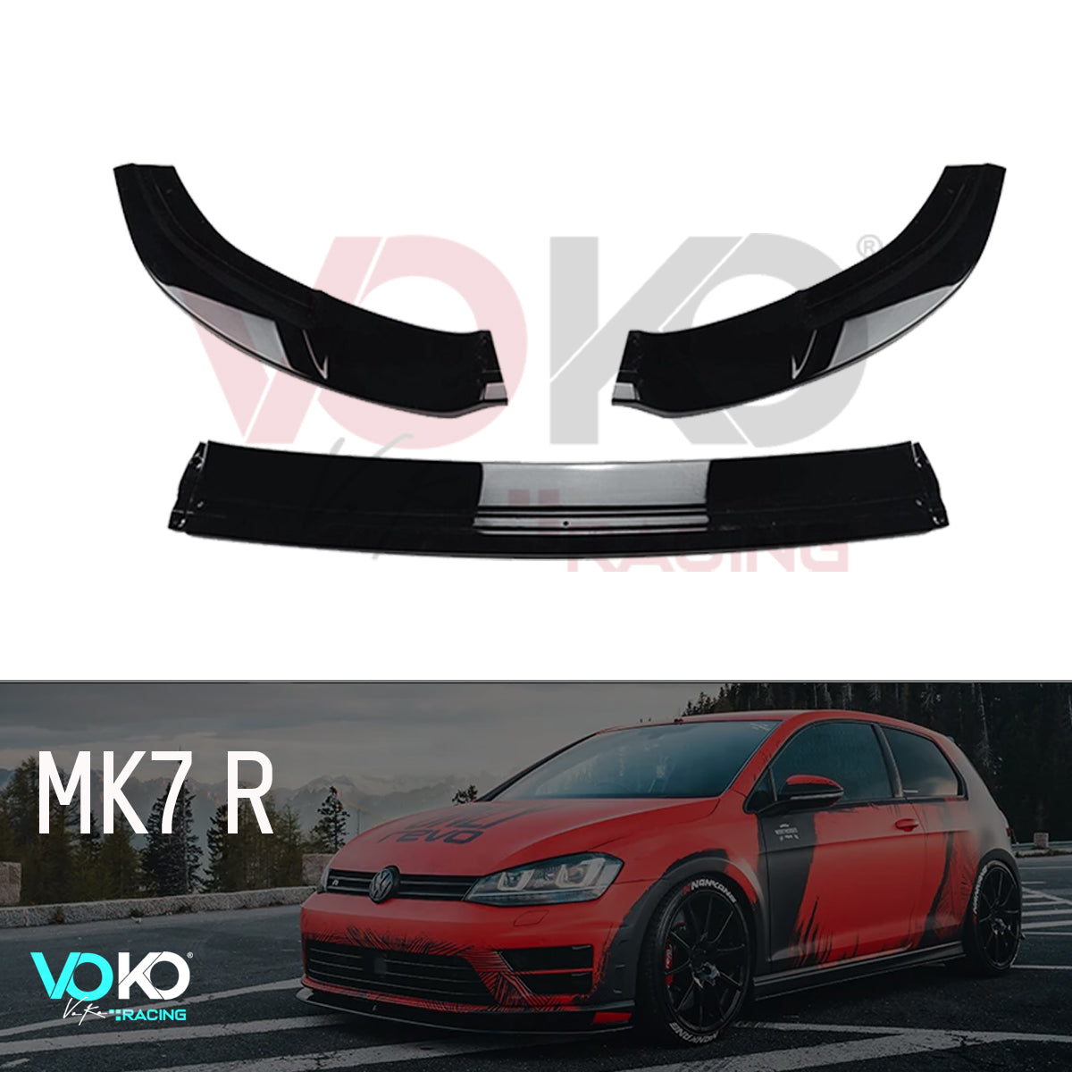 VW GOLF MK 7 R & R LINE FRONT BUMPER SPLITTER LIP GLOSS BLACK 2013-16