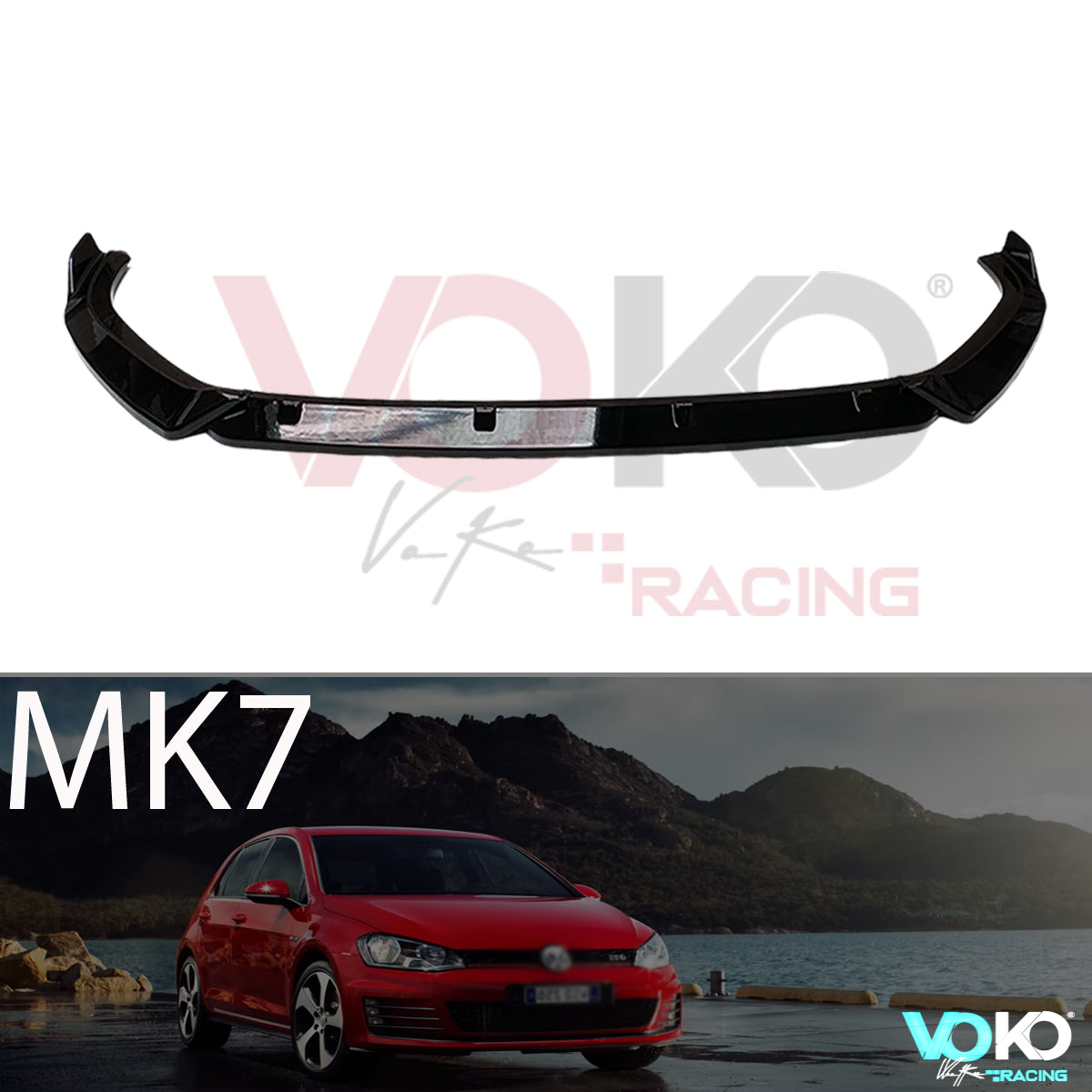 VW GOLF MK7 GTD GTI FRONT BUMPER SPLITTER 3PC LIP GLOSS BLACK 2013-16