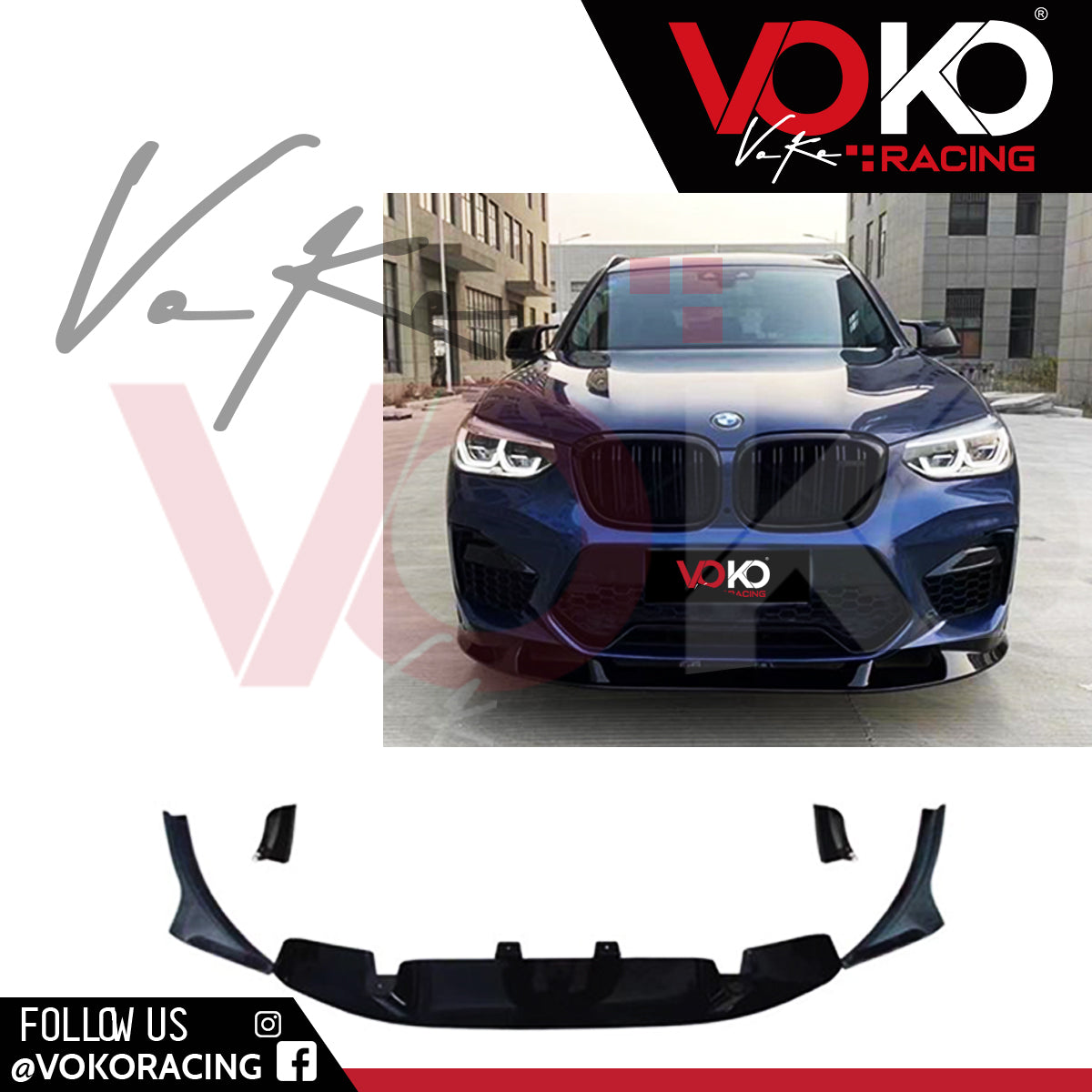 BMW X3M X4M F97 F98 GLOSS BLACK FRONT BUMPER SPLITTER M PERFORMANCE LIP 2018+