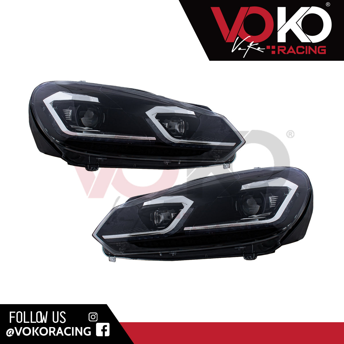GBRITE LED Sequential Dynamic Headlamps for the VW Golf MK6 2008-2012 in MK7.5 Look