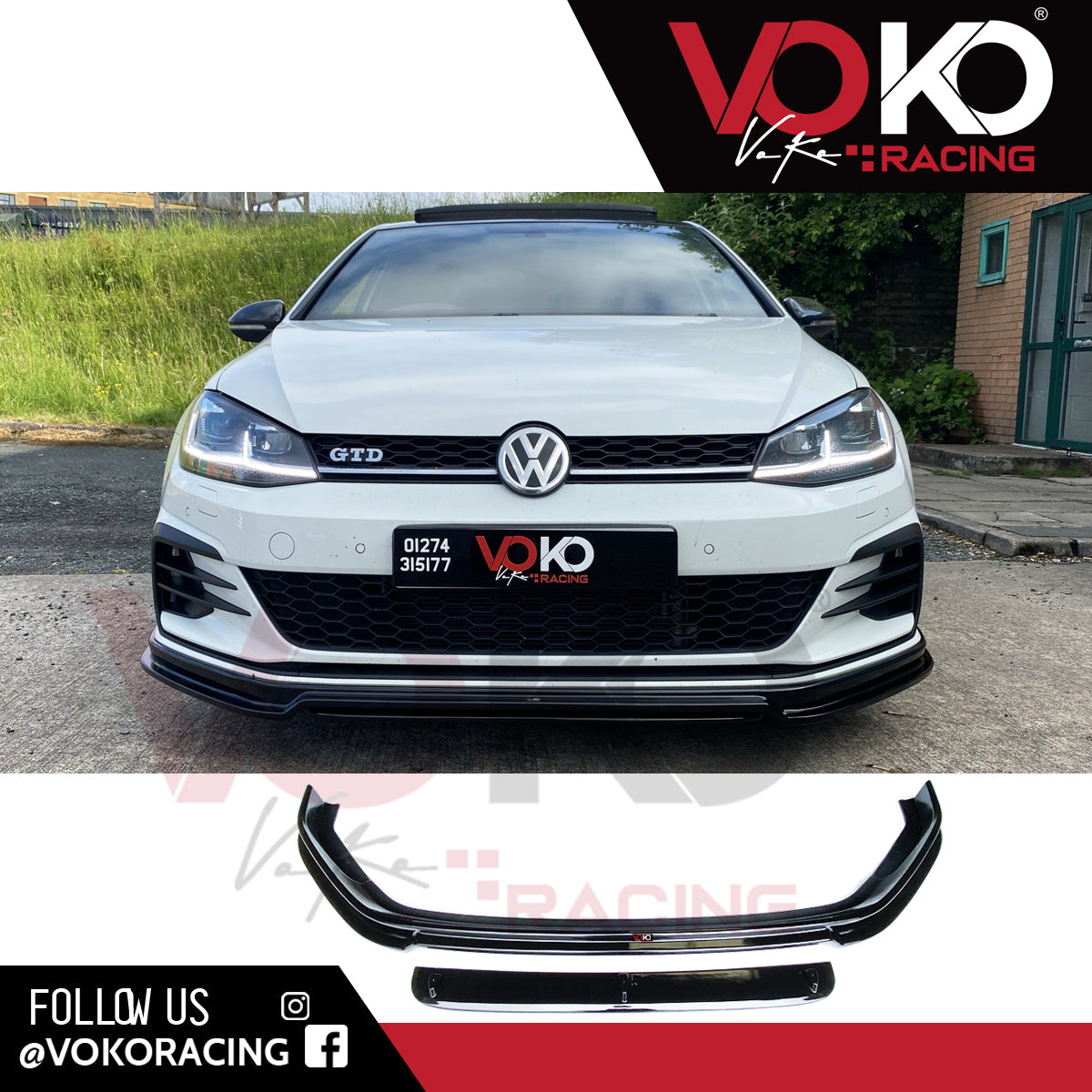 VW GOLF MK 7 GTI & GTD FRONT BUMPER LIP SPLITTER GLOSS BLACK 2013-16