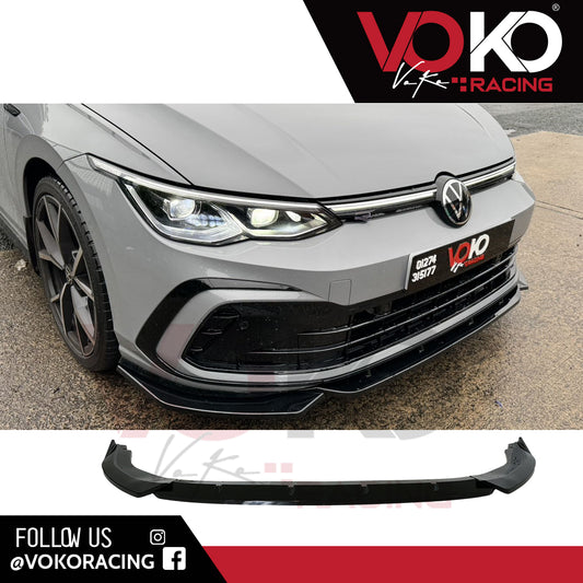 VW GOLF MK 8 GTI GTD & R FRONT BUMPER LIP SPLITTER GLOSS BLACK 2020-24