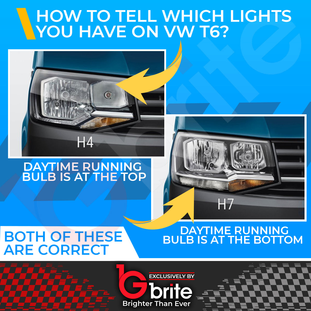 GBRITE VW Transporter T6 LED Bi-xenon Headlamps 2016-19 DRL Sequential Indicator