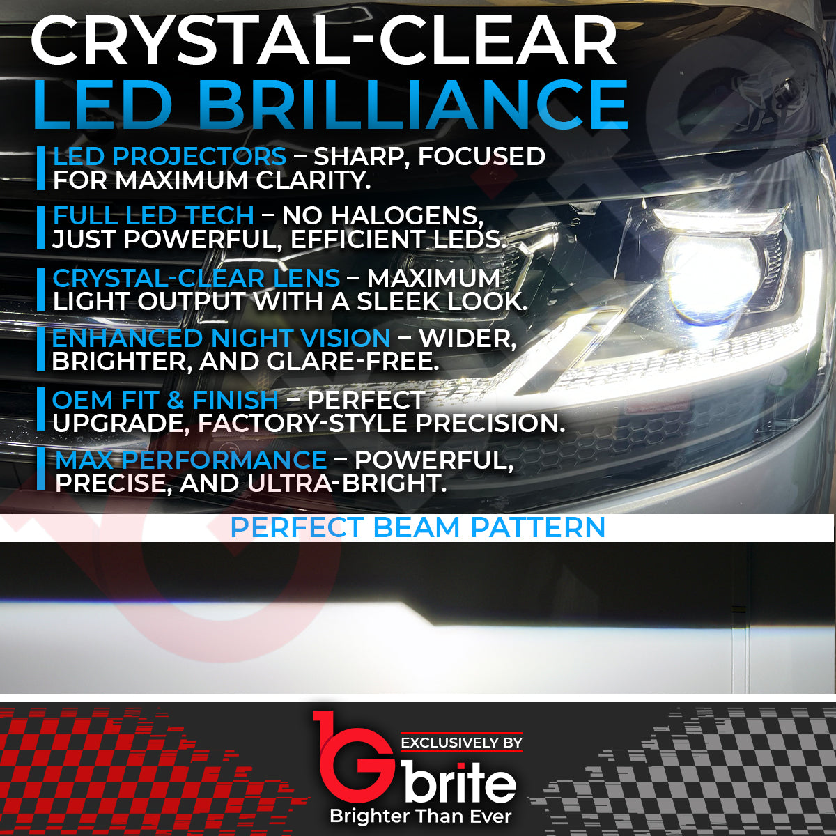 GBRITE VW Transporter T6 LED Bi-xenon Headlamps 2016-19 DRL Sequential Indicator