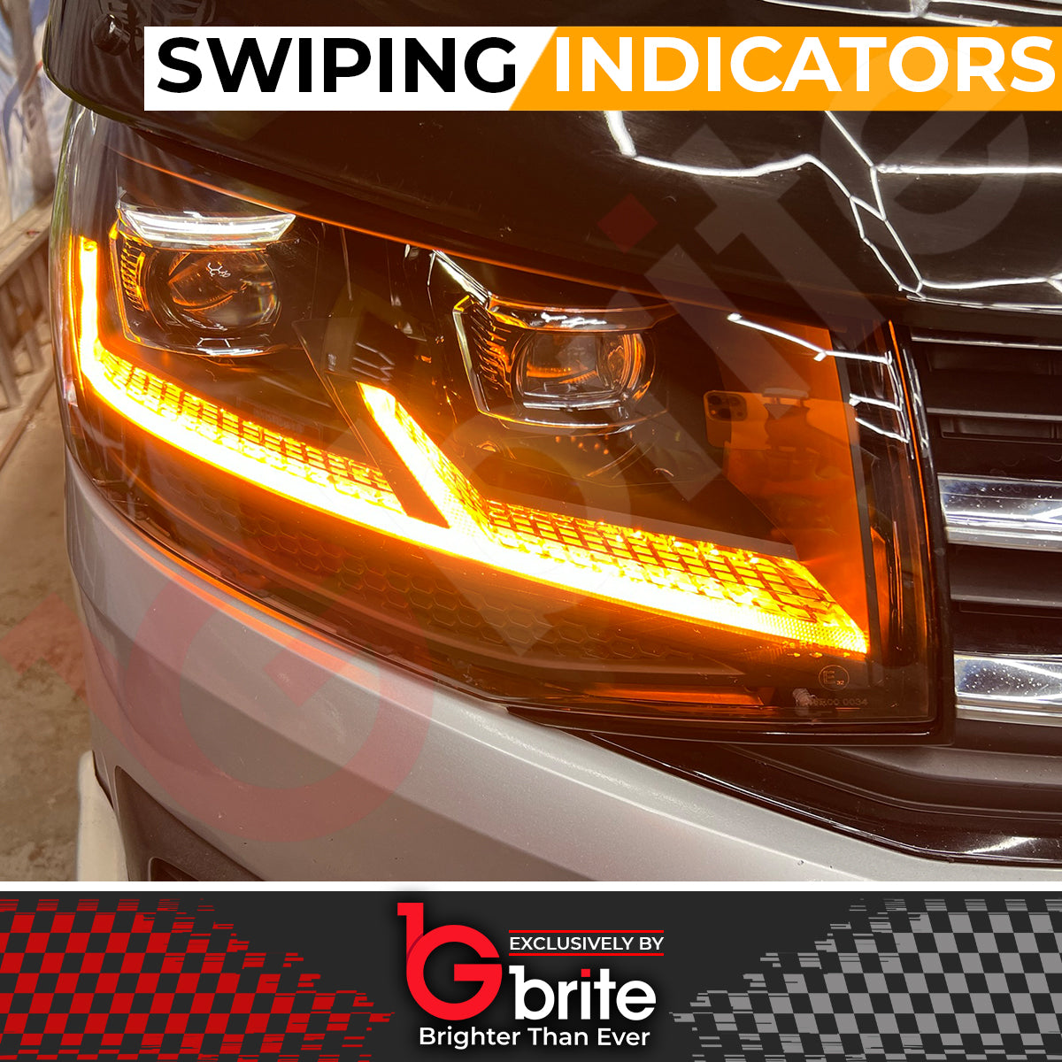 GBRITE VW Transporter T6 LED Bi-xenon Headlamps 2016-19 DRL Sequential Indicator