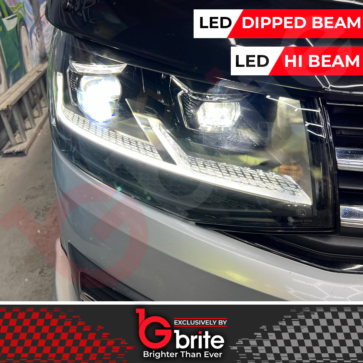 GBRITE VW Transporter T6 LED Bi-xenon Headlamps 2016-19 DRL Sequential Indicator