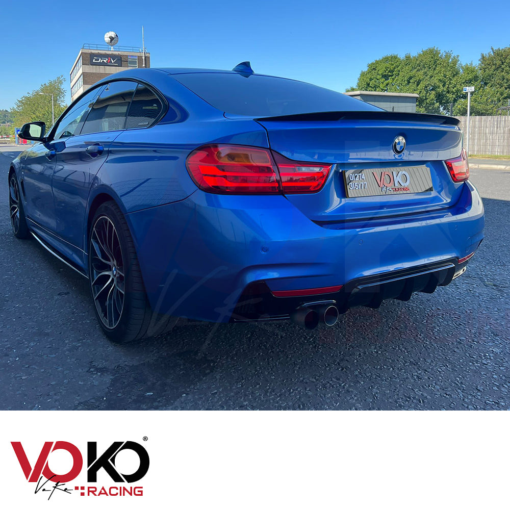 BMW F36 GRAN COUPE 4 SERIES M-PERFORMANCE COMPLETE BODY KIT (TWIN EXHAUST 1 SIDE) 2014-20 GLOSS BLACK