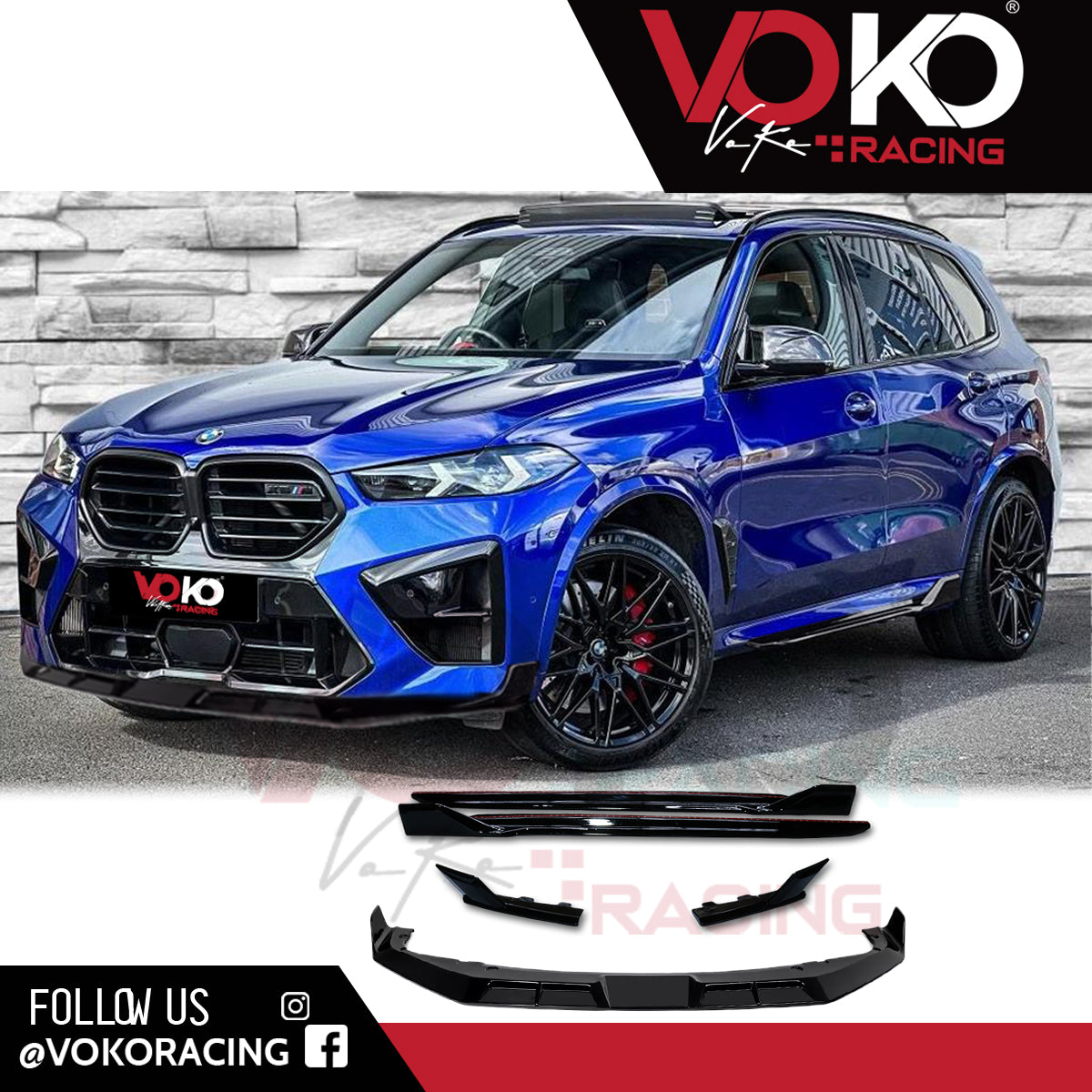 BMW X5M F95 LCI 2023+ AERO M PERORMANCE BODYKIT FRONT SPLITTER SIDE SKIRTS GLOSS BLACK