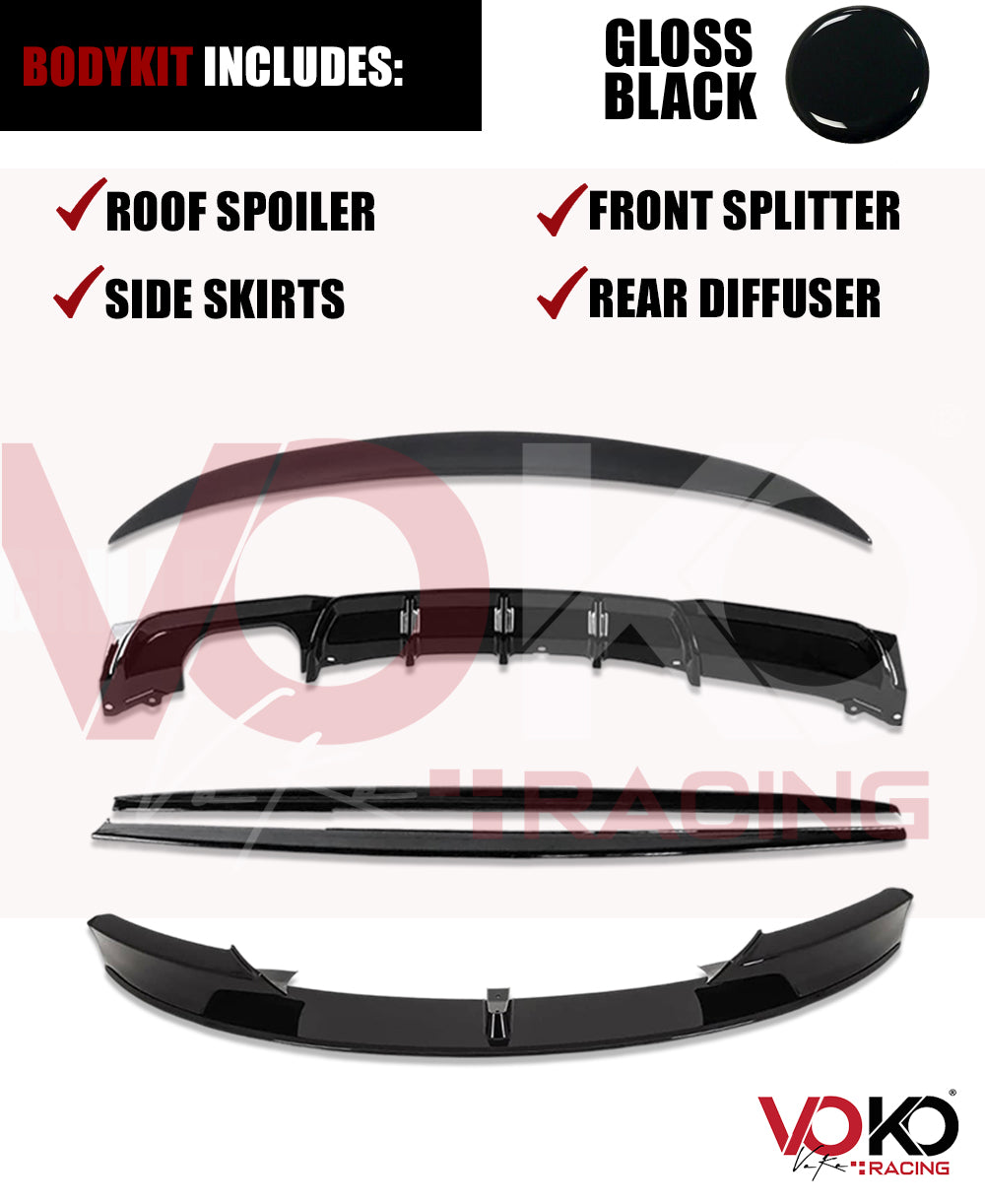 BMW 3 SERIES F30 GLOSS BLACK BODYKIT FRONT SPLITTER DIFFUSER SKIRTS SPOILER 2012-2018