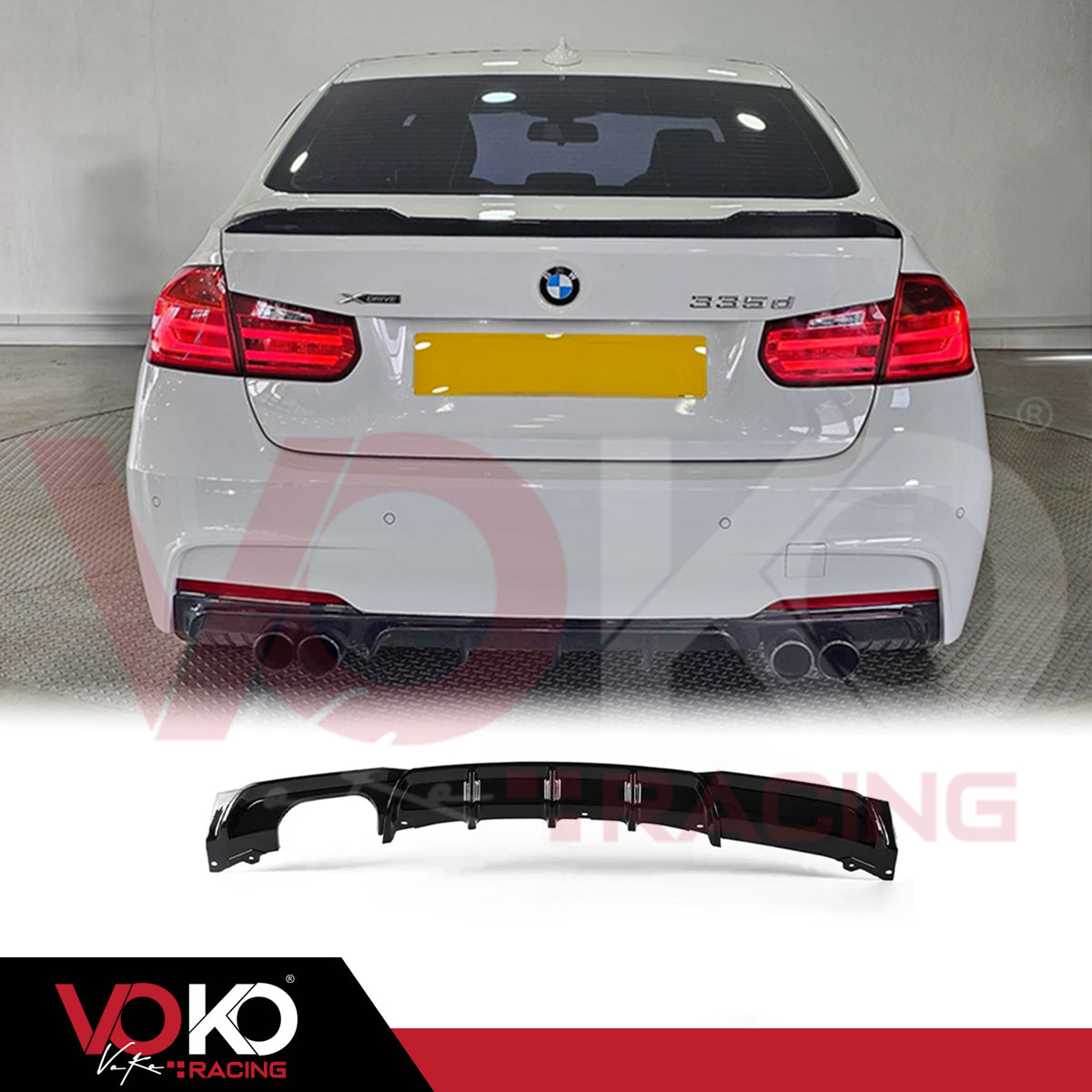 BMW 3 SERIES F30 GLOSS BLACK BODYKIT FRONT SPLITTER DIFFUSER SKIRTS SPOILER 2012-2018