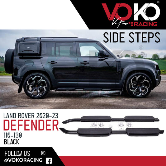 LAND ROVER DEFENDER 110 & 130 RUNNING BOARD SIDE STEPS BLACK EDITION 2020+