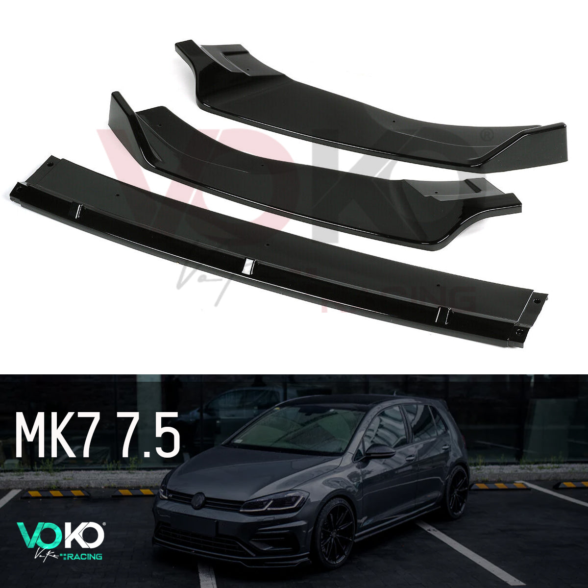 VW GOLF MK 7/7.5 GTD GTI R/RLINE FRONT BUMPER SPLITTER LIP GLOSS BLACK 2013-20