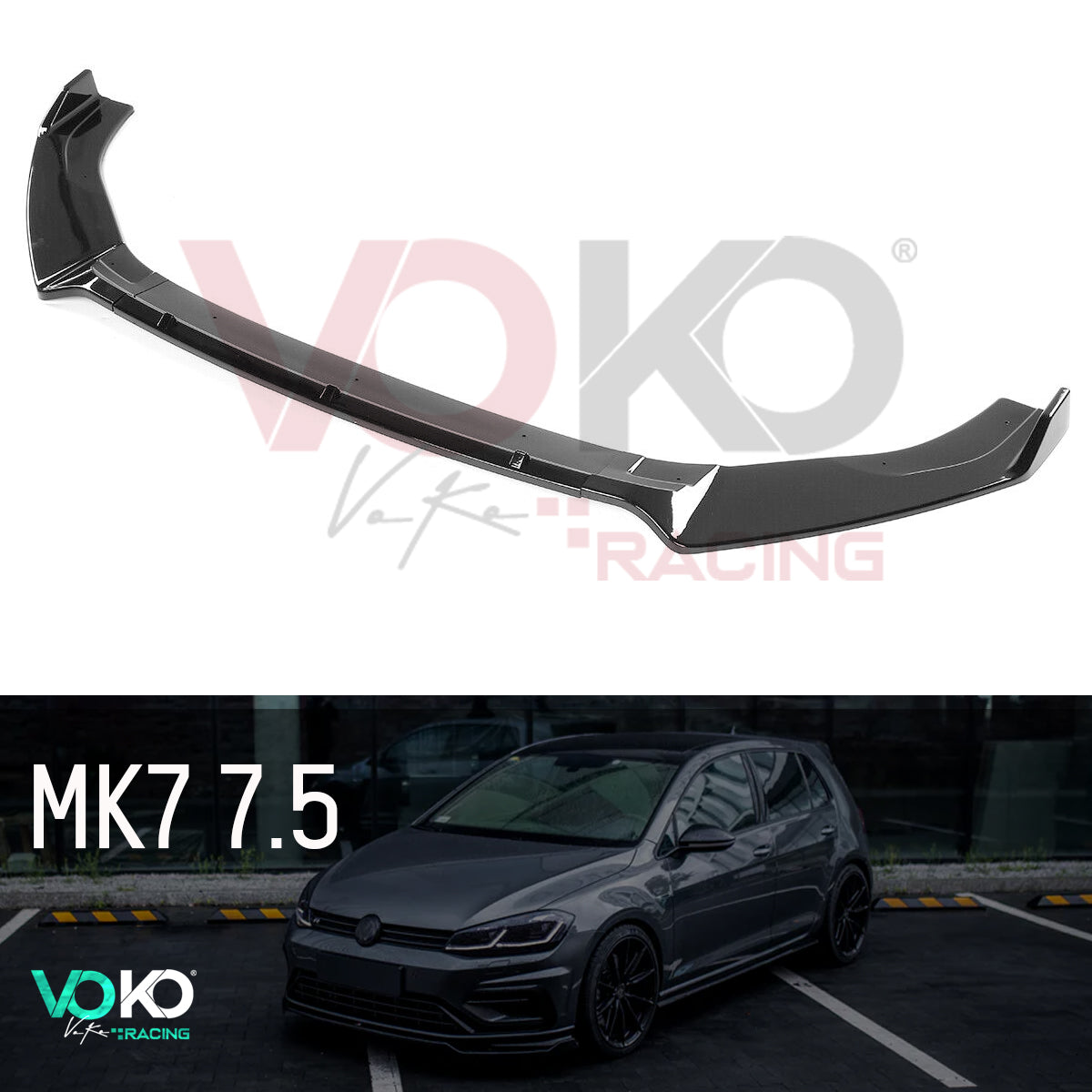 VW GOLF MK 7/7.5 GTD GTI R/RLINE FRONT BUMPER SPLITTER LIP GLOSS BLACK 2013-20