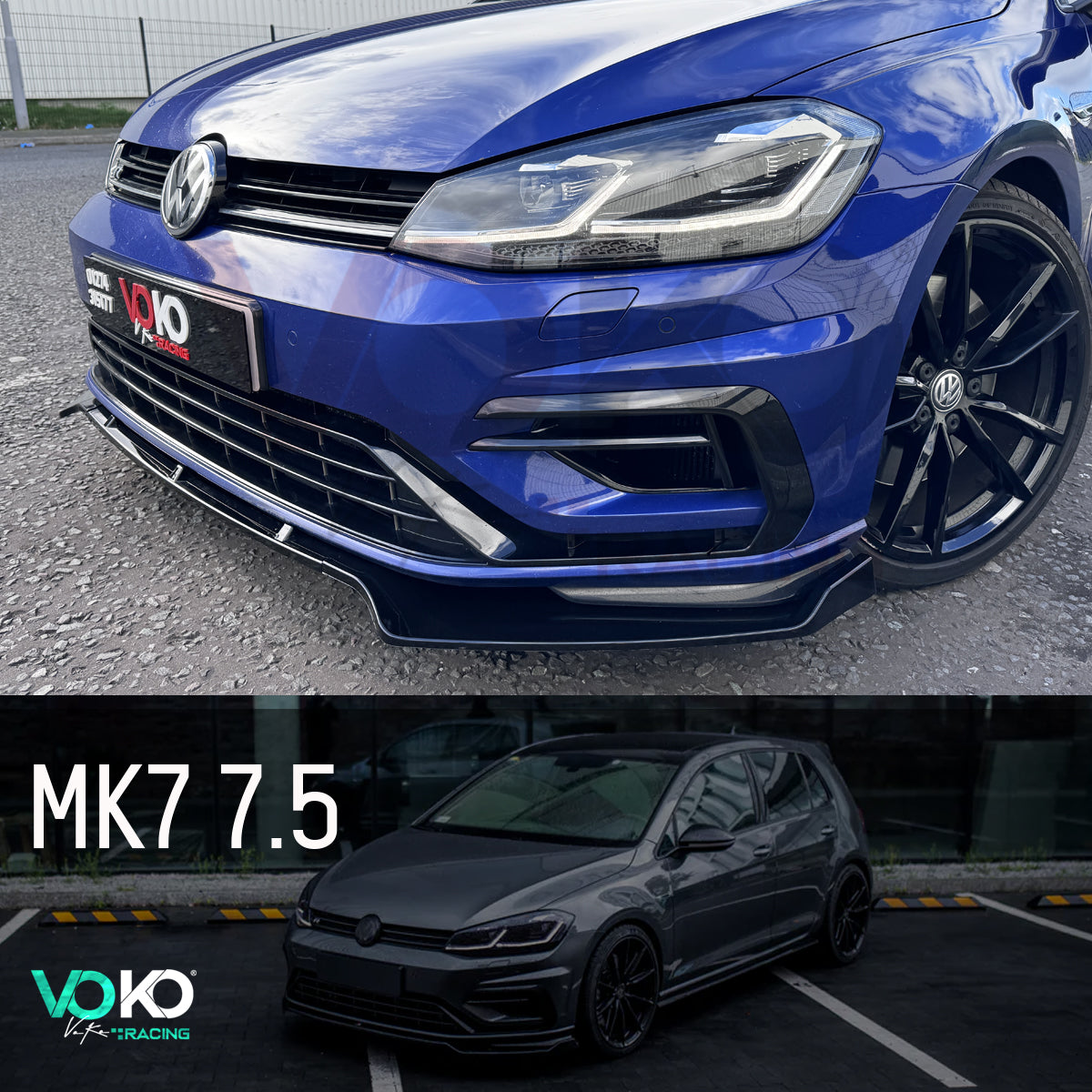 VW GOLF MK 7/7.5 GTD GTI R/RLINE FRONT BUMPER SPLITTER LIP GLOSS BLACK 2013-20