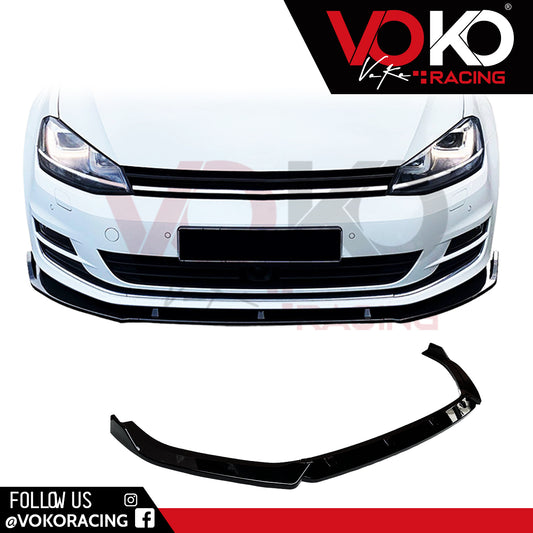 VW GOLF MK7 GTD GTI FRONT BUMPER SPLITTER 3PC LIP GLOSS BLACK 2013-16