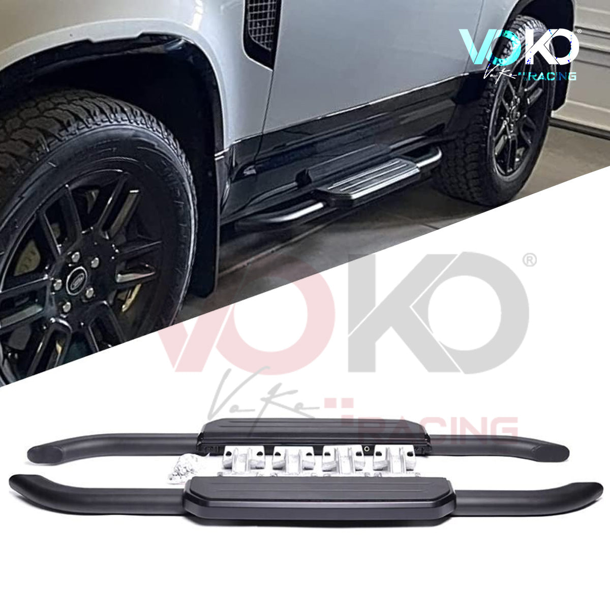 LAND ROVER DEFENDER 90 RUNNING BOARD SIDE STEPS BLACK EDITION 2020 - 23