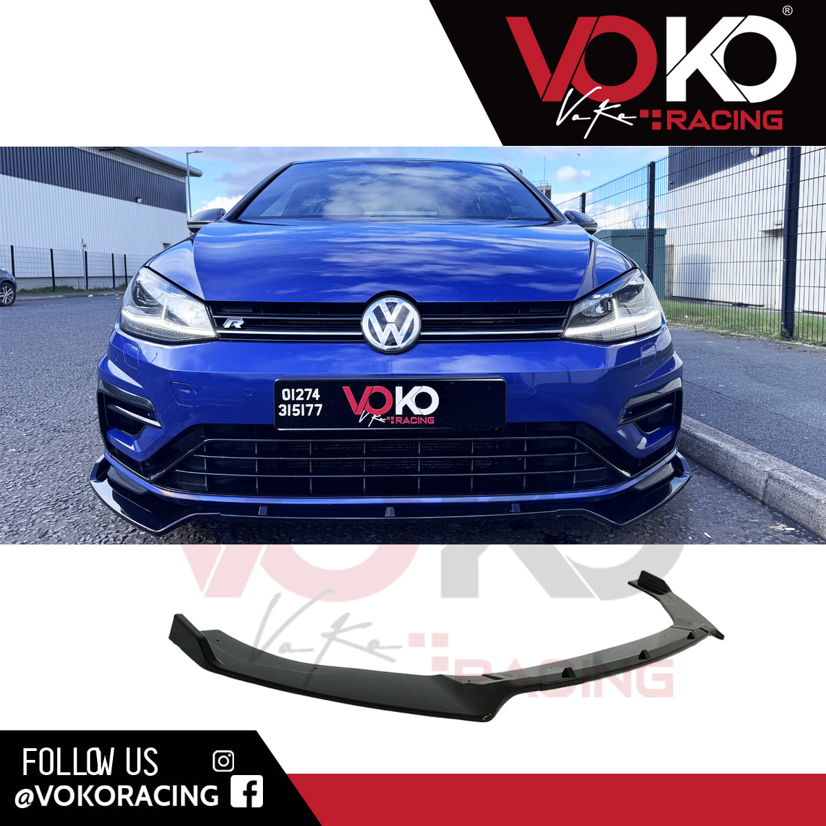 VW GOLF MK 7/7.5 GTD GTI R/RLINE FRONT BUMPER SPLITTER LIP GLOSS BLACK 2013-20