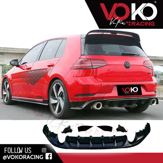 VOLKSWAGEN GOLF MK7.5 TCR STYLE GLOSS BLACK REAR DIFFUSER 2017-2020