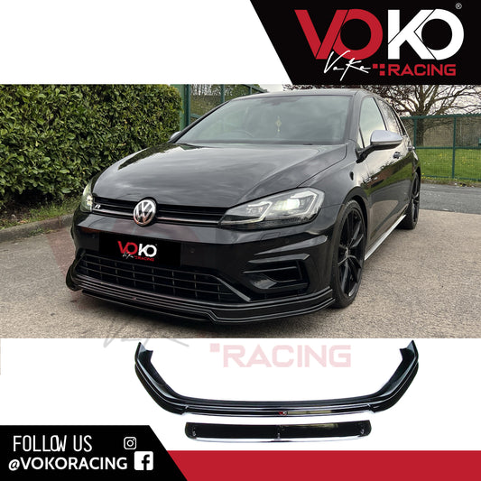 VW GOLF MK 7.5 R RLINE FRONT BUMPER LIP SPLITTER GLOSS BLACK 2017-20