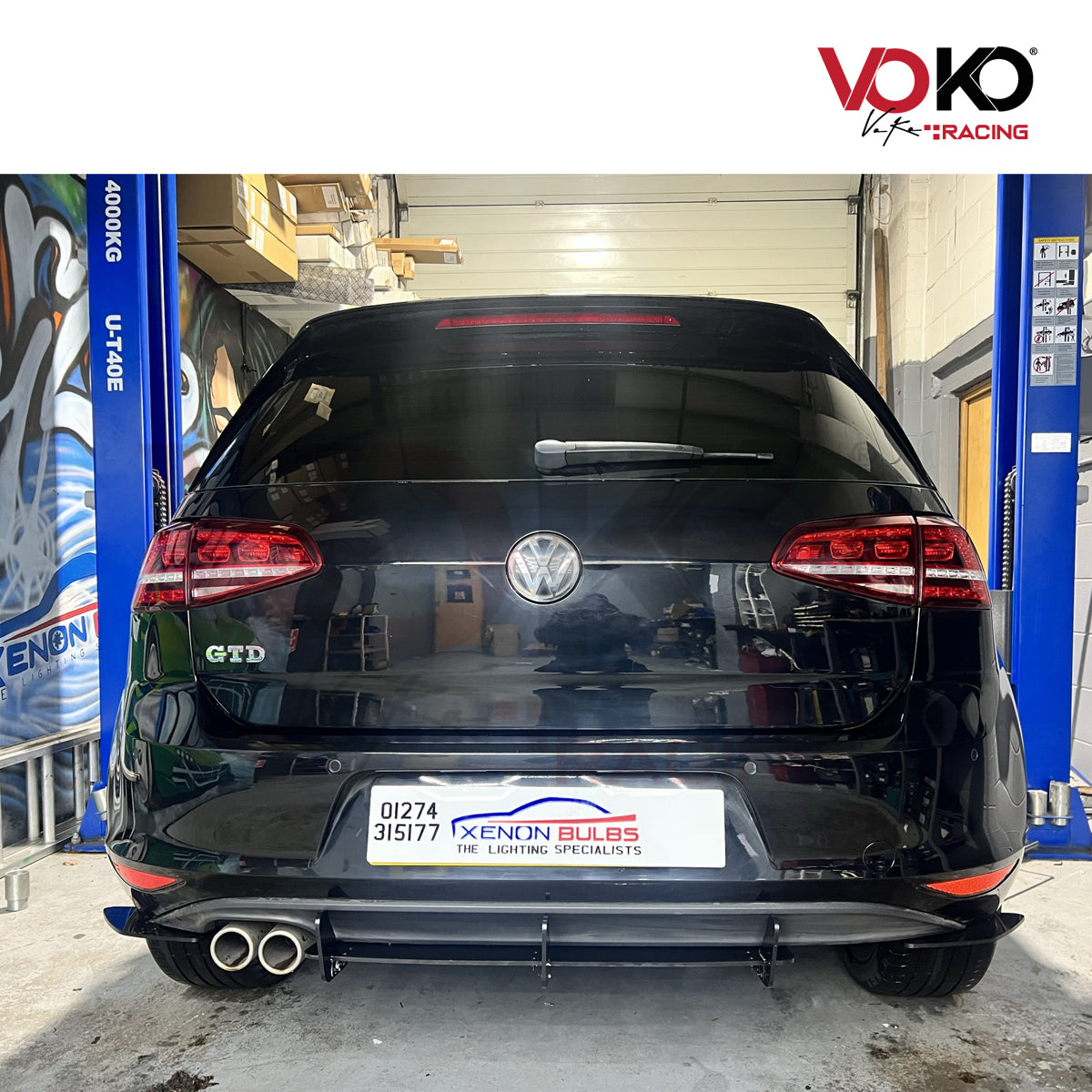 VW GOLF MK7 GTI & GTD REAR BUMPER DIFFUSER WITH REAR SIDE SPLITTERS (2013 - 2017)