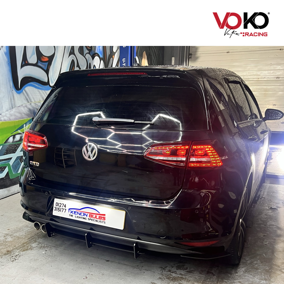 VW GOLF MK7 GTI & GTD REAR BUMPER DIFFUSER WITH REAR SIDE SPLITTERS (2013 - 2017)