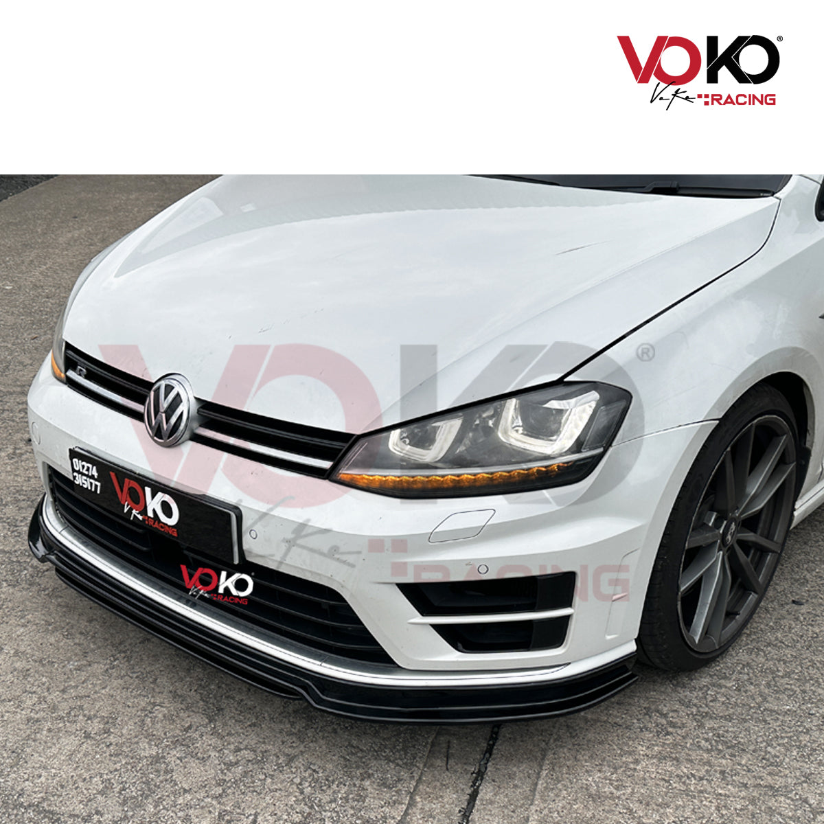 VW GOLF MK 7 R FRONT BUMPER LIP SPLITTER GLOSS BLACK 2013-16