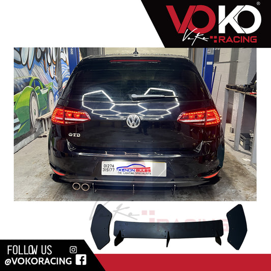 VW GOLF MK7 GTI & GTD REAR BUMPER DIFFUSER WITH REAR SIDE SPLITTERS (2013 - 2017)