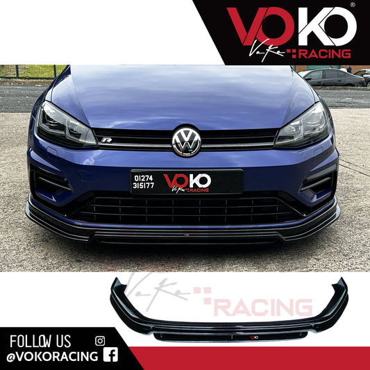 VW GOLF MK 7.5 R FRONT BUMPER LIP SPLITTER GLOSS BLACK 2017-20