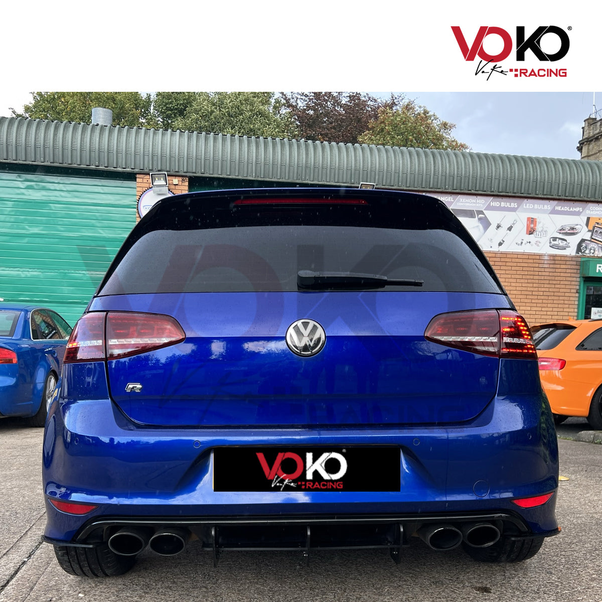 VW GOLF MK7 R REAR BUMPER DIFFUSER WITH REAR SIDE SPLITTERS (2013 - 2017)