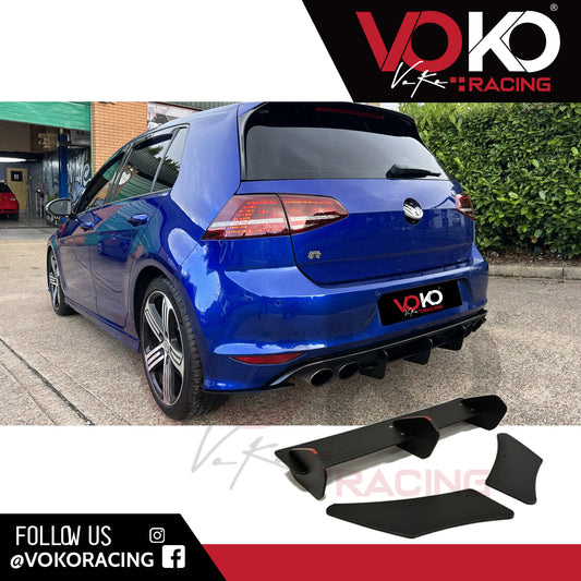 VW GOLF MK7 R REAR BUMPER DIFFUSER WITH REAR SIDE SPLITTERS (2013 - 2017)