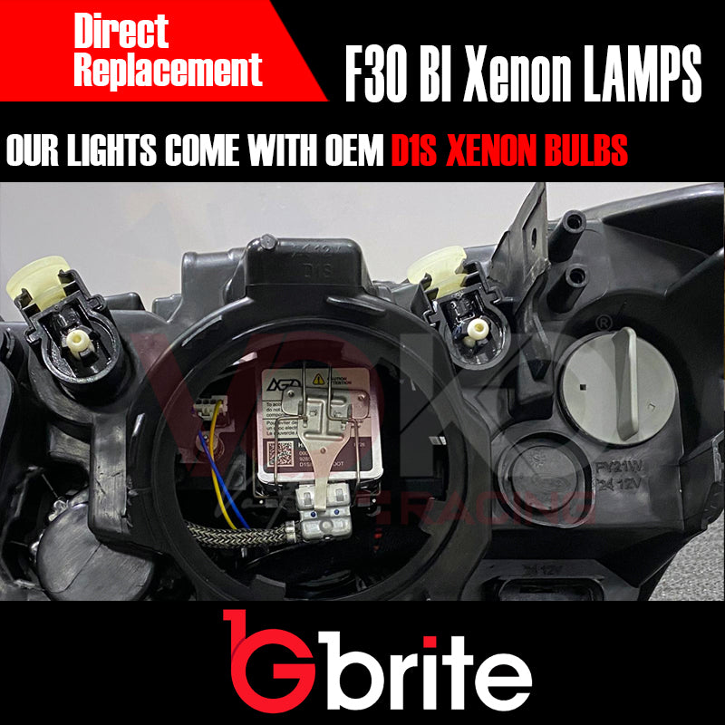 GBRITE BMW F30 Bi Xenon Headlamps with D1S Projector Angel Eyes RHD Pre-LCI