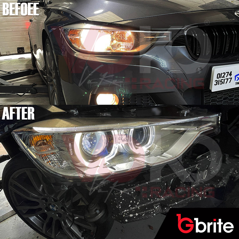 GBRITE BMW F30 Bi Xenon Headlamps with D1S Projector Angel Eyes RHD Pre-LCI