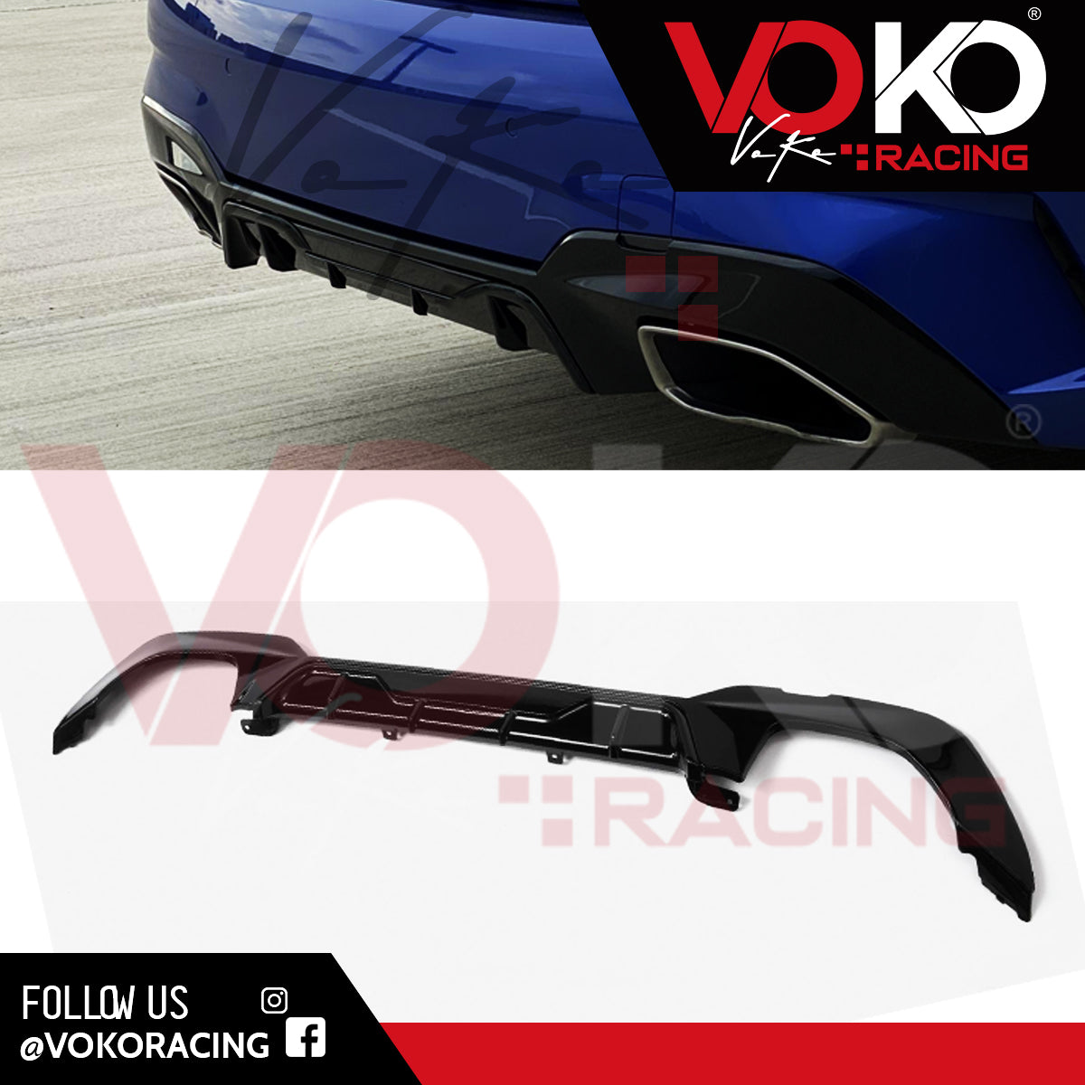 BMW 3 SERIES G20 G21 340i 340D M40i M-PERFORMANCE REAR DIFFUSER 2019-21 GLOSS BLACK